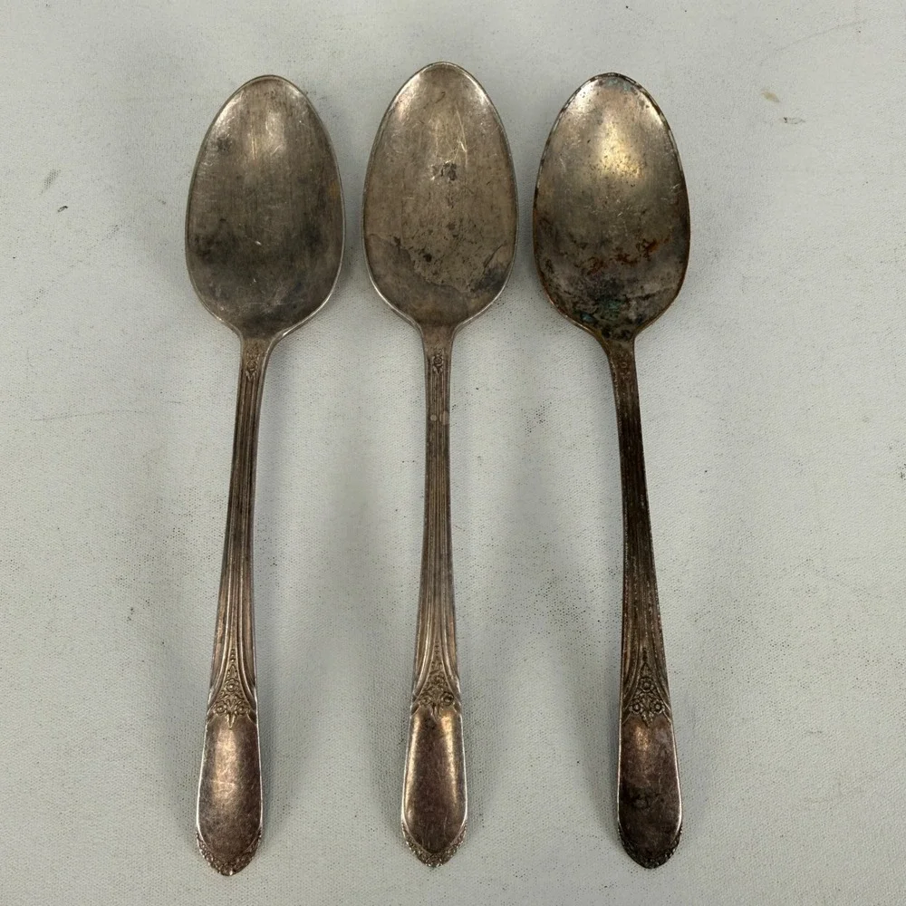 3 International Silverplate TABLE SPOONS Mary Lou Devonshire Wm Rogers 7 1/2